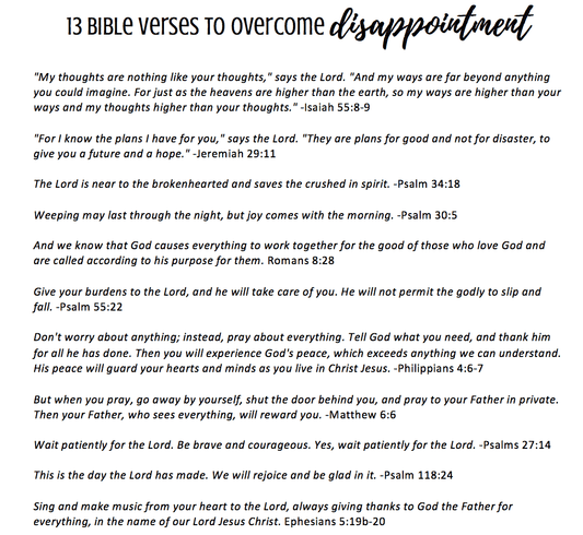13 Bible Verses on Overcoming Disappointment Printable