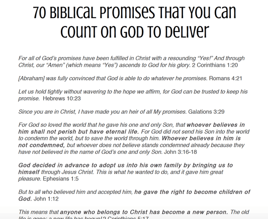 70 Biblical Promises That You Can Count on God to Deliver Printable