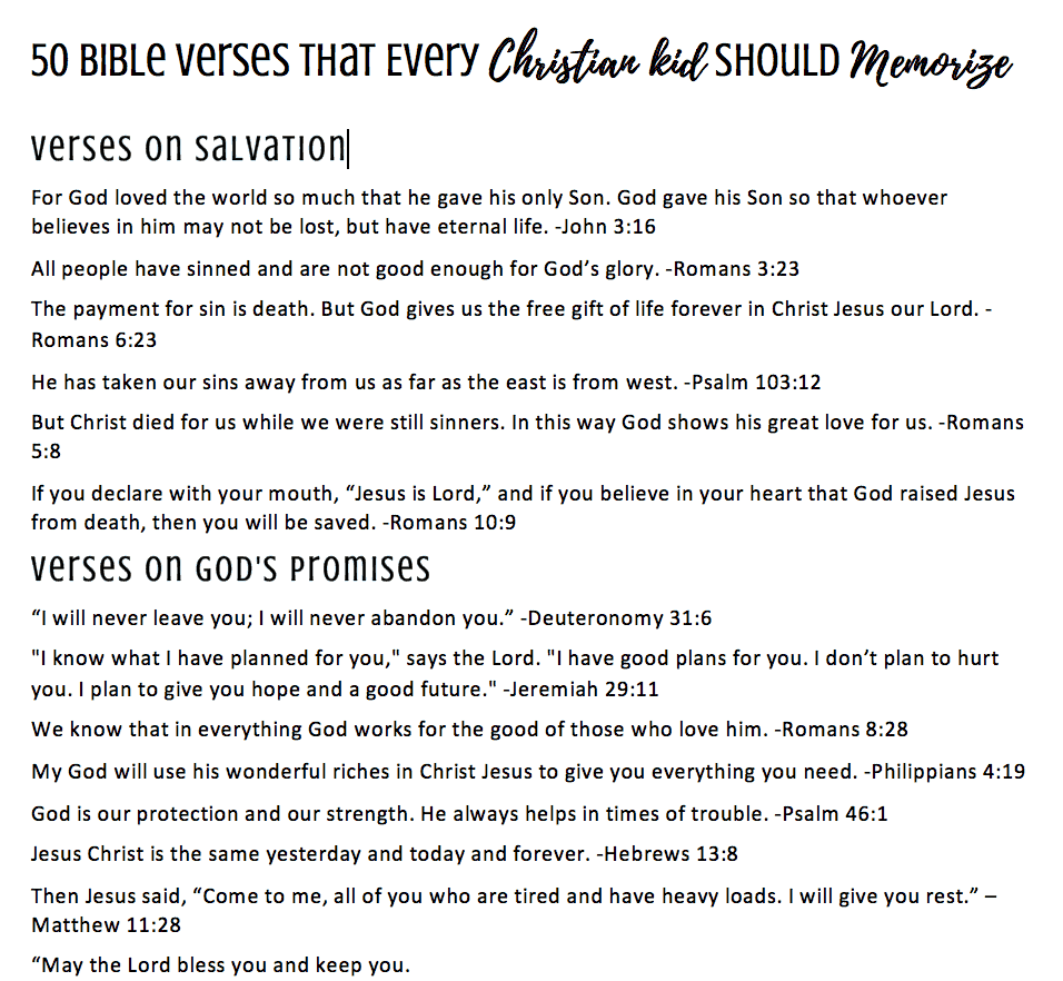 50 Bible Verses Every Christian Kid Should Memorize
