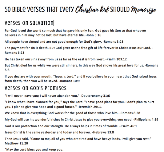 50 Bible Verses Every Christian Kid Should Memorize