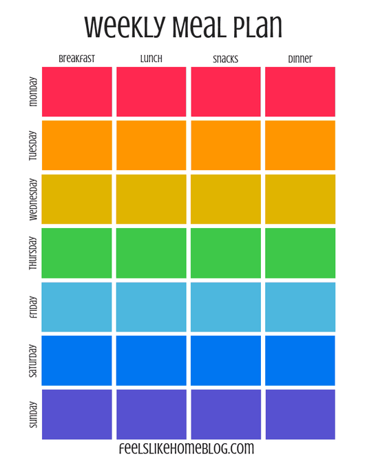 Free Weekly Meal Planning Sheet