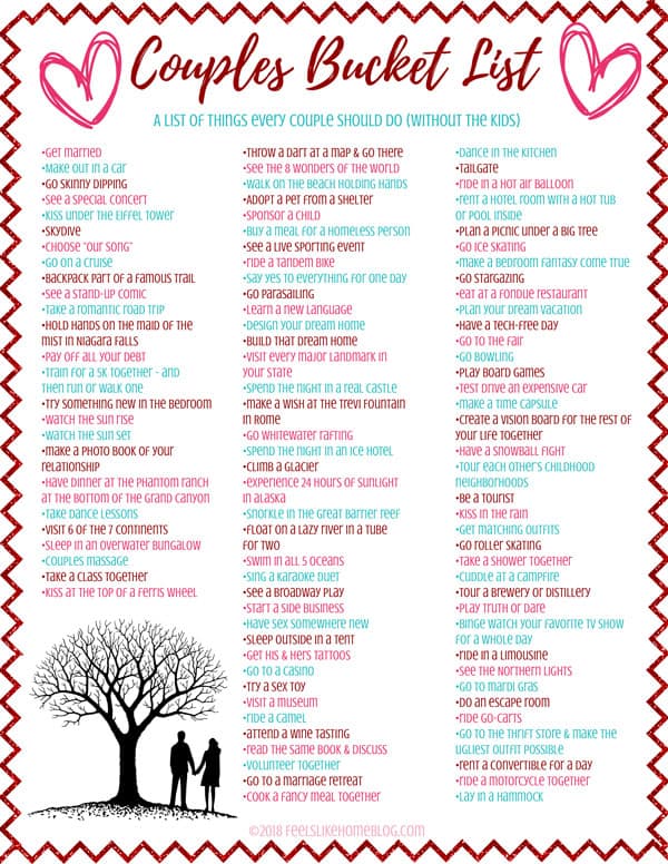 Couples Bucket List - 100 Things For Every Couple To Do