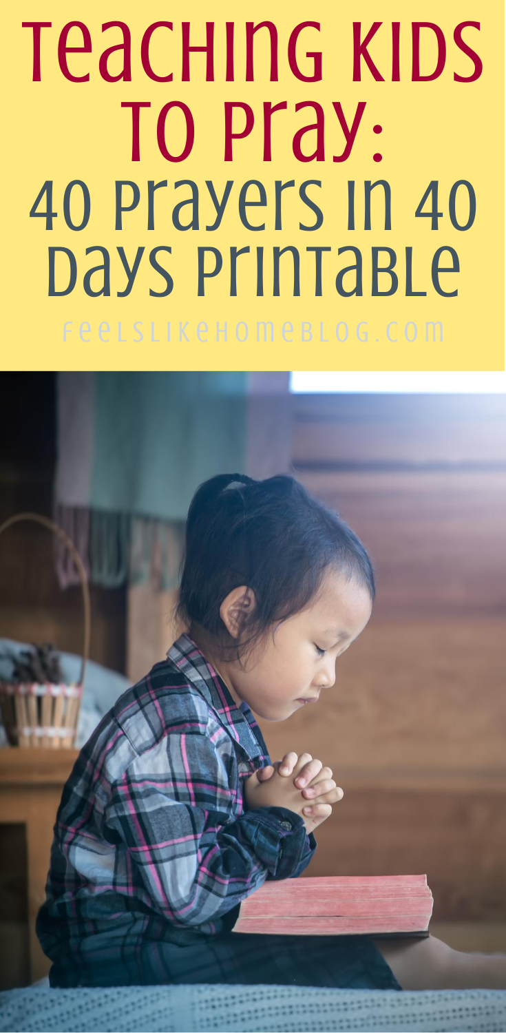 40 Prayers in 40 Days: Printable Prayer Cards for Kids - Perfect for Lent when there are 40 days of prayer and reflection. I created these little cards in hopes that I would have a simple, yet meaningful, way to bring God and words into my children's hectic daily lives. They are prompts that can be read aloud by the child or to the child. Through these cards, even preschoolers can learn to pray.