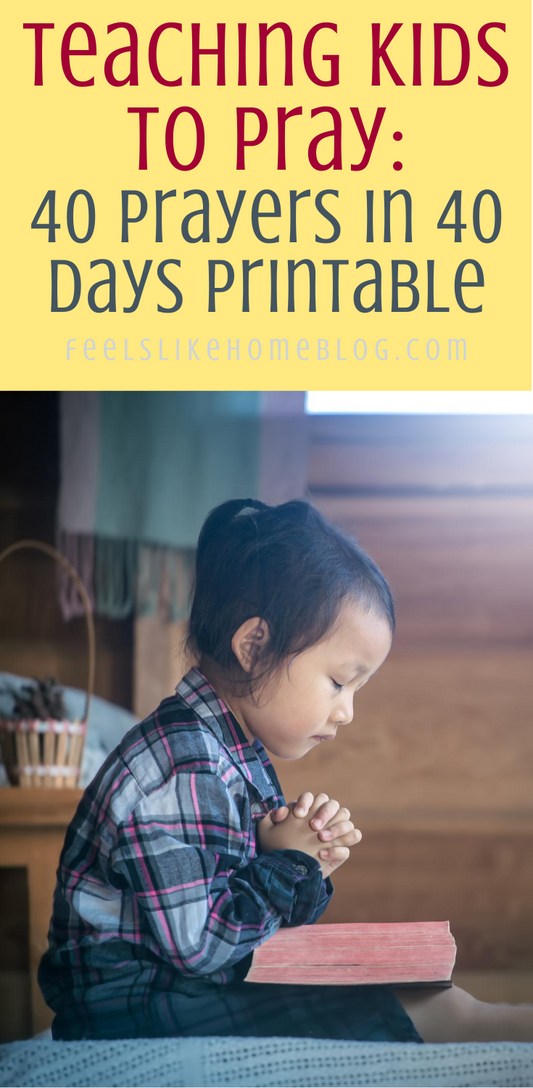 40 Prayers in 40 Days: Printable Prayer Cards for Kids - Perfect for Lent when there are 40 days of prayer and reflection. I created these little cards in hopes that I would have a simple, yet meaningful, way to bring God and words into my children's hectic daily lives. They are prompts that can be read aloud by the child or to the child. Through these cards, even preschoolers can learn to pray.