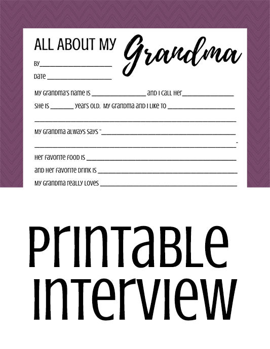 All About My Grandma - One Page Mother's Day Interviews for Kids