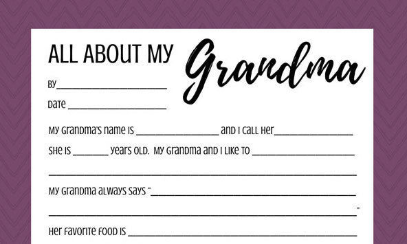 All About My Grandma - One Page Mother's Day Interviews for Kids