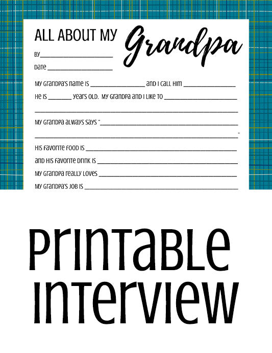 All About My Grandpa - One Page Father's Day Interviews for Kids