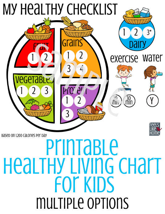 Printable for Kids to Track Healthy Living