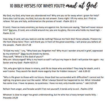 10 Bible Verses for When You're Mad at God Printable