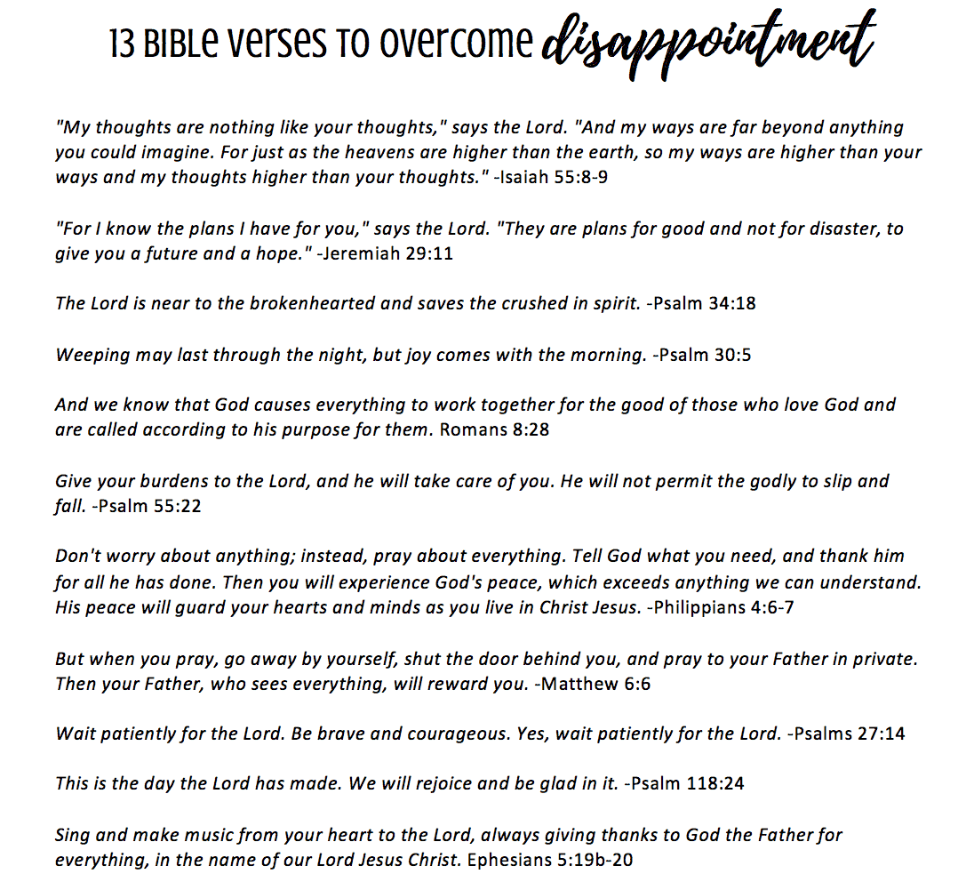 13 Bible Verses on Overcoming Disappointment Printable