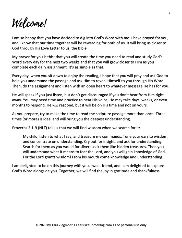 2 Week Printable Bible Study on Gratitude &amp; Thankfulness – Feels Like ...