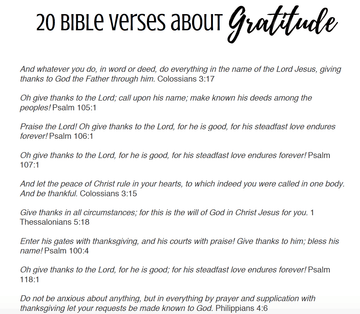 20 Bible Verses About Gratitude Printable