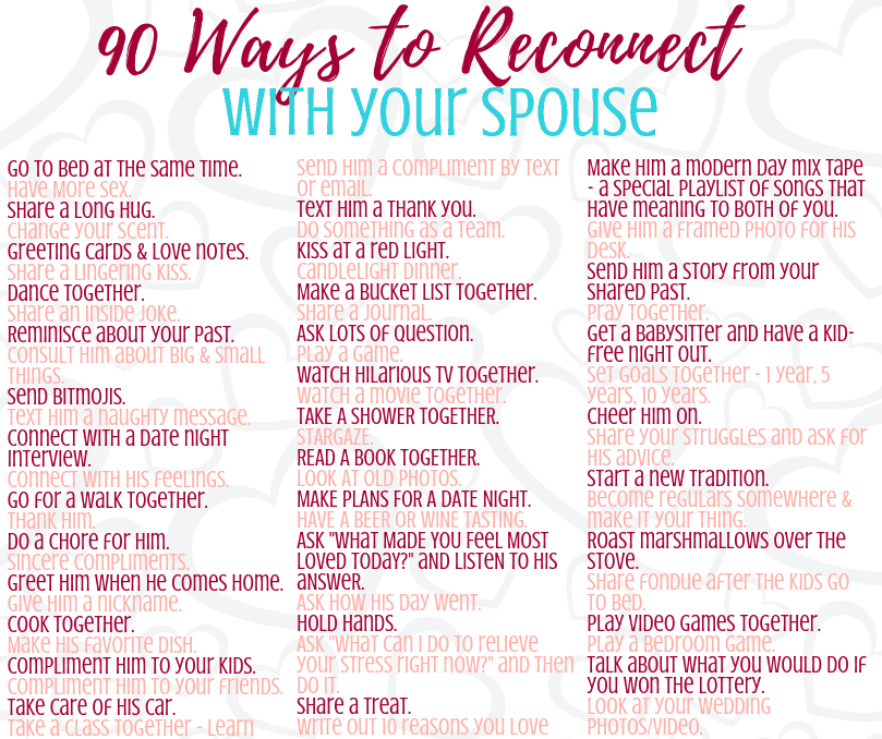 90 Ways to Reconnect with Your Spouse