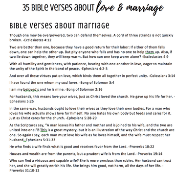 35 Bible Verses on Love & Marriage Printable