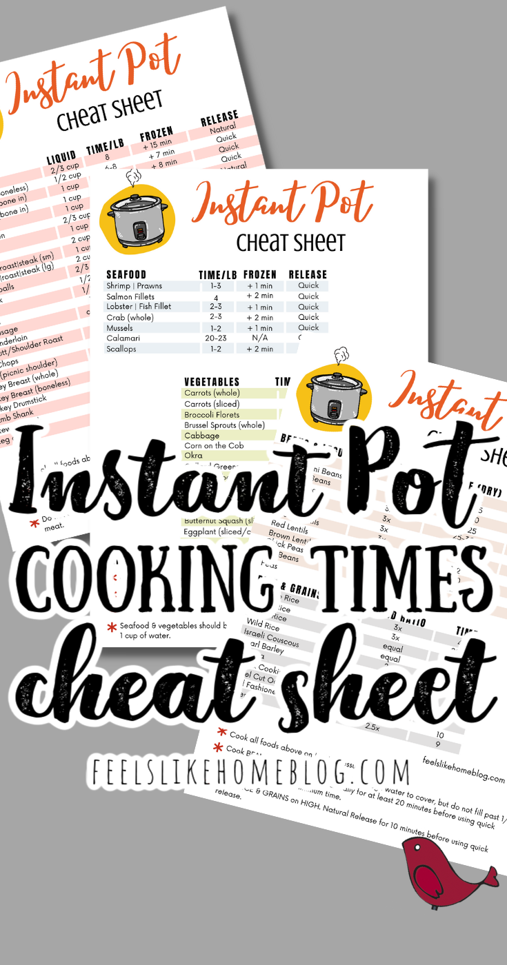 Instant Pot Cooking Times Cheat Sheet