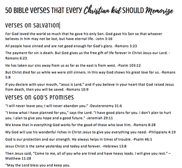 50 Bible Verses Every Christian Kid Should Memorize