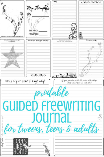 My Thoughts: A Printable Guided Freewriting Journal for Tweens, Teens, & Adults