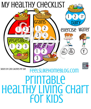 Printable for Kids to Track Healthy Living