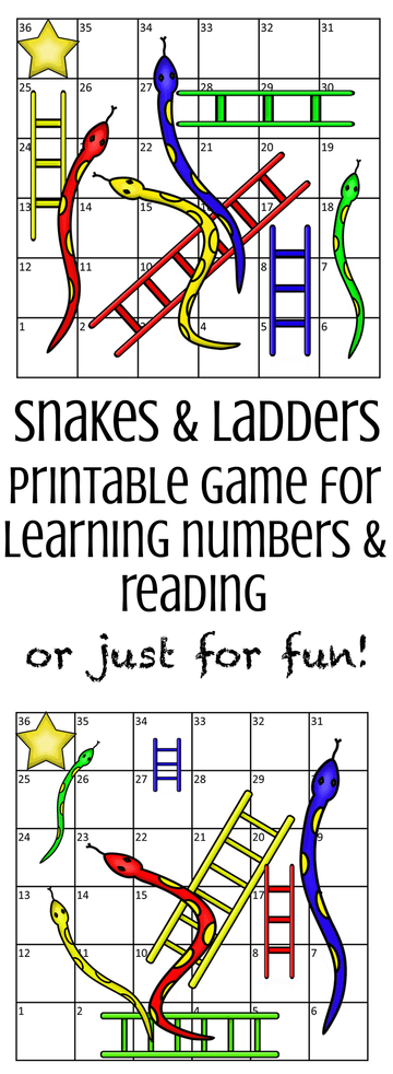 Printable Snakes & Ladders Game